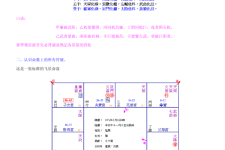 紫微斗数四化飞星在线排盘 紫薇斗数四化飞星？