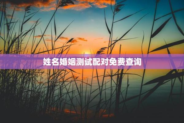 免费测试男女姓名配对结果 免费测试男女姓名配对结果查询？